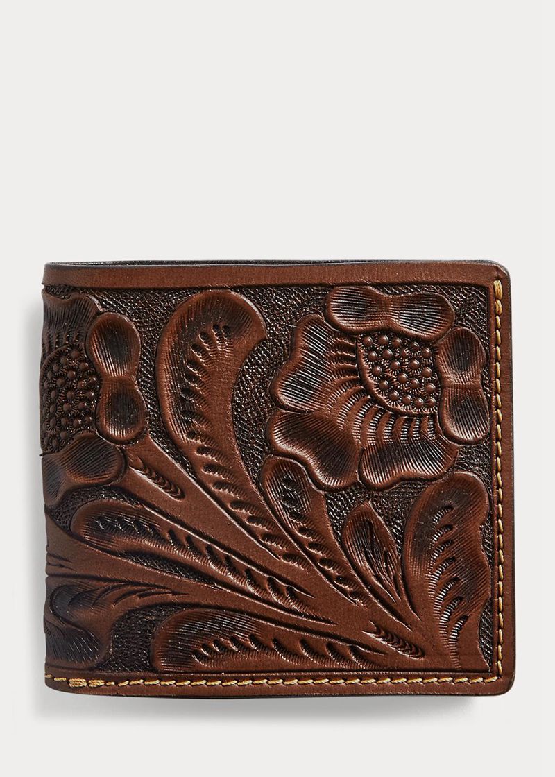 RRL 財布 メンズ ブラウン Hand-tooled レザー Billfold GSODU5389